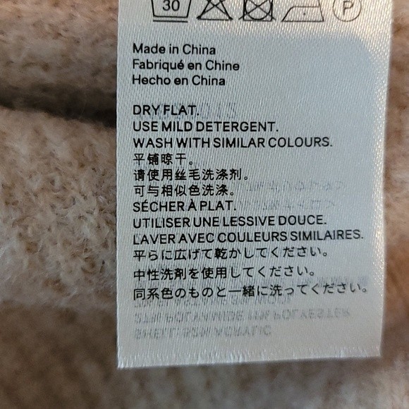 Woolen bloom pull over hooded sweater Sz M Oatmeal - Picture 6 of 7